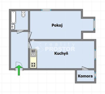 Pronájem bytu 1+1, 42m2, OV, Praha 5 - Smíchov, ul. Na Václavce - Orientační plánek